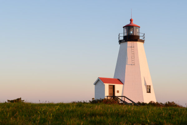 A view of Plymouth (Gurnet) Light at sunrise