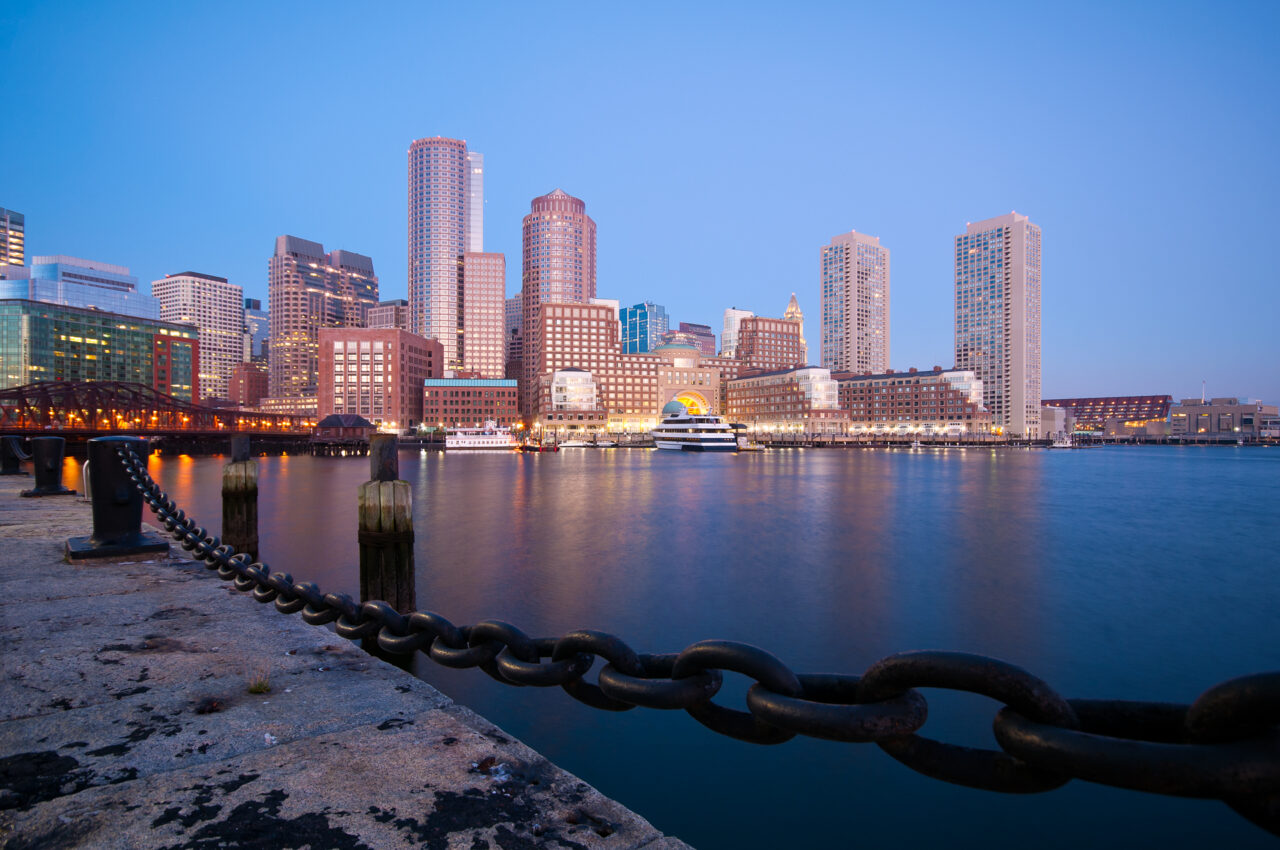 Boston's Waterfront at dawn.