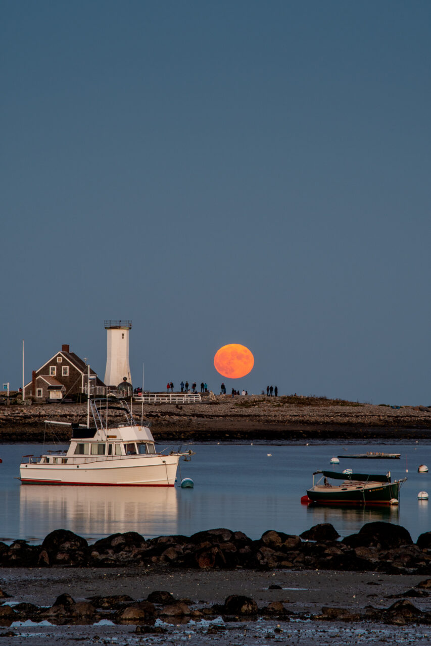 Harvest Moon Over Old Scituate Light.