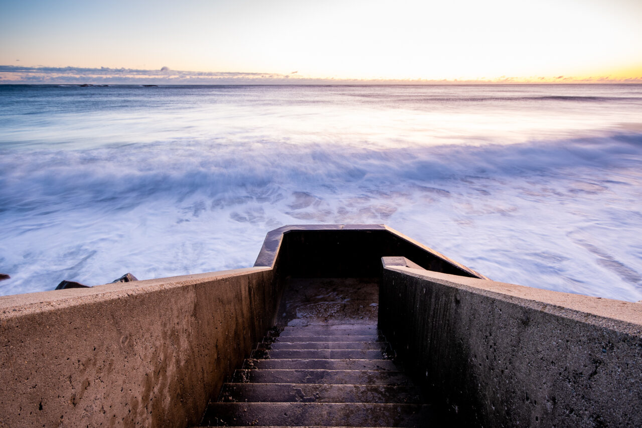 A long exposure of the stairs at Minot Beach