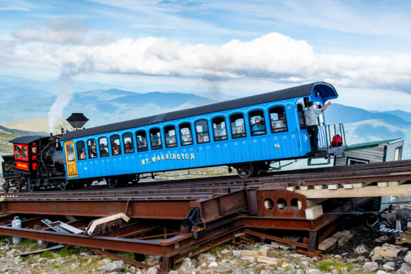 The Mt. Washington Cog Railway on it's way up Mt. Washington.