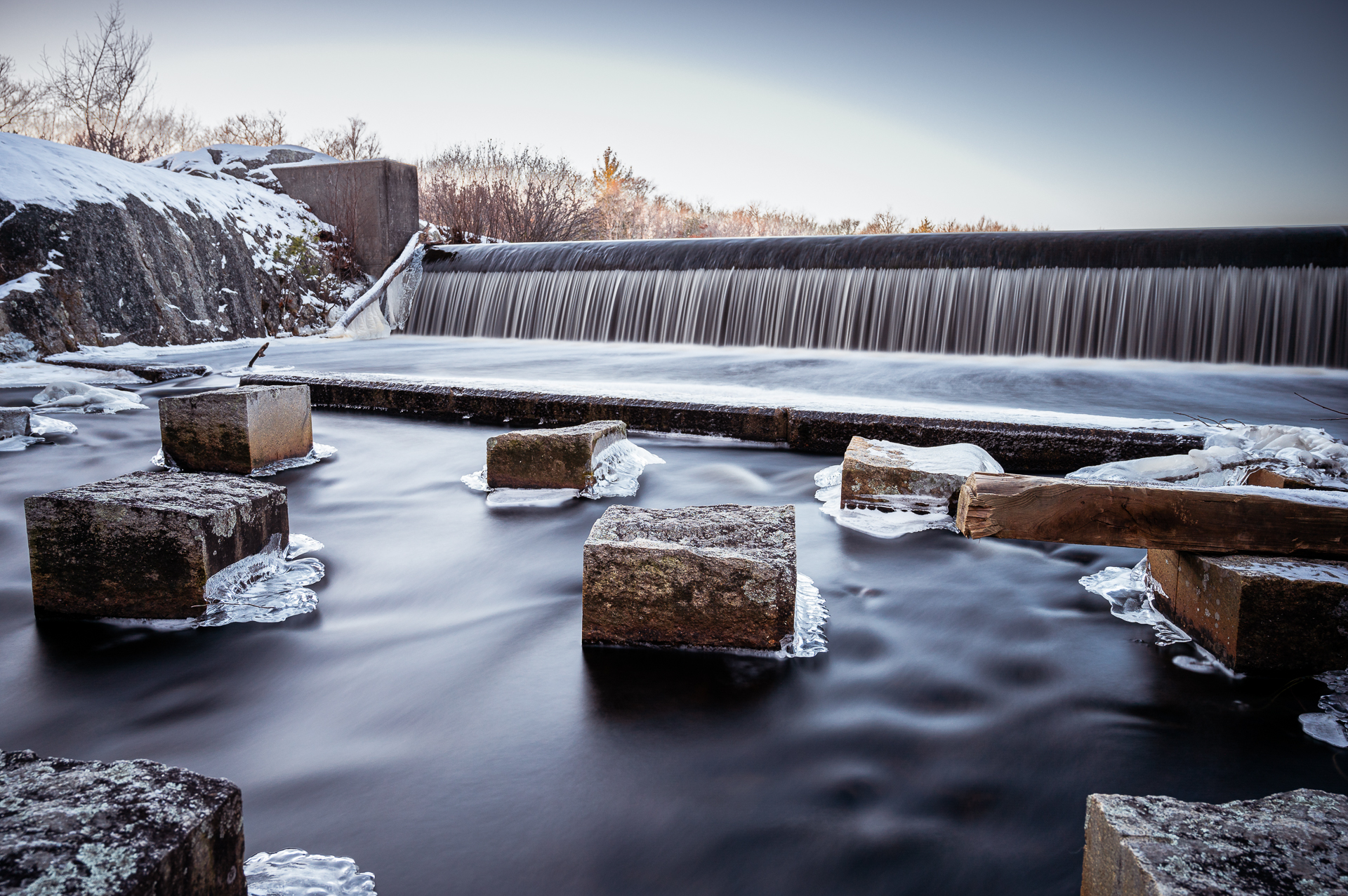 Concrete blocks resembling ice blocks at Cleveland Pond.