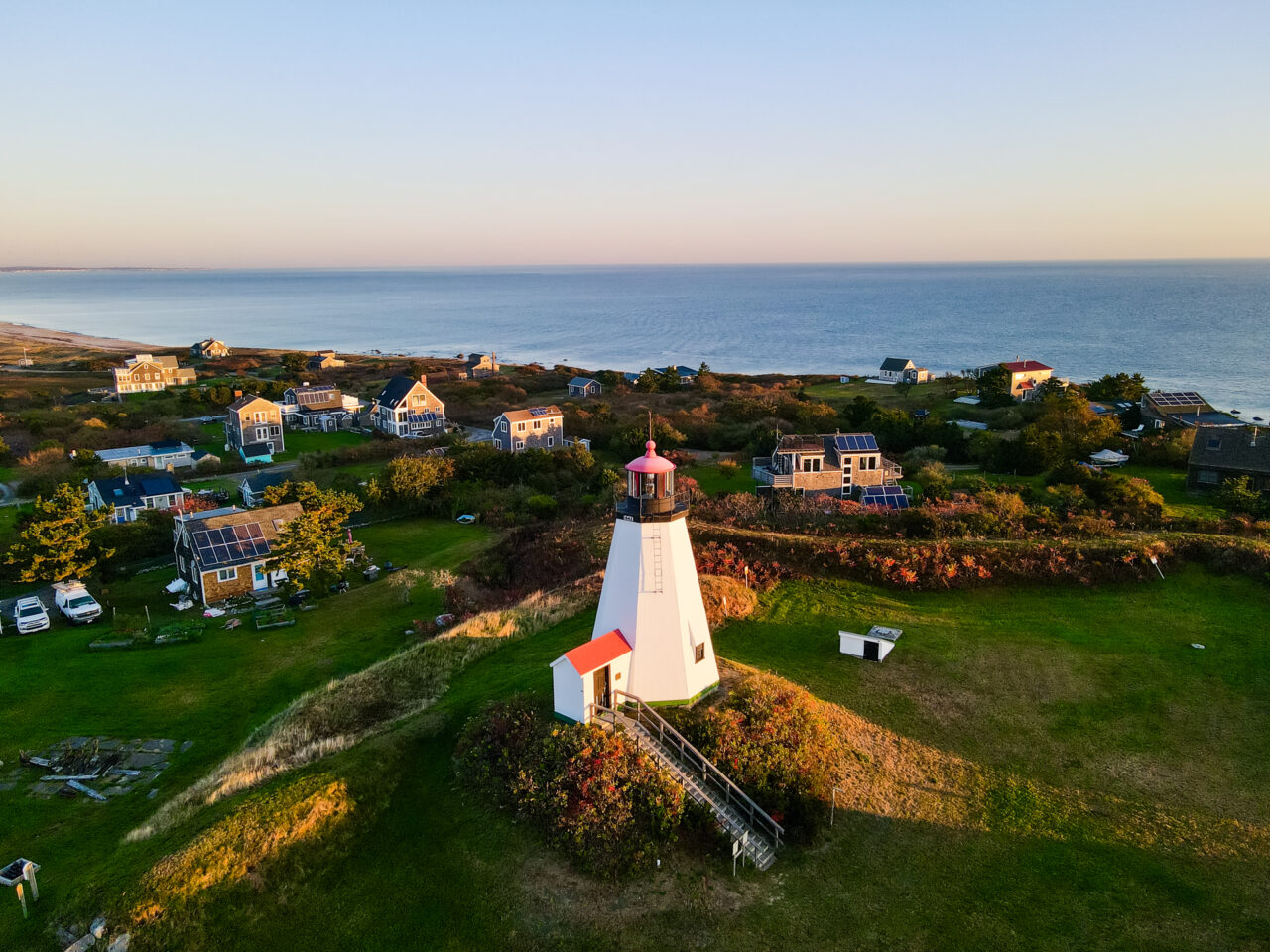 An aerial view of Plymouth Light.