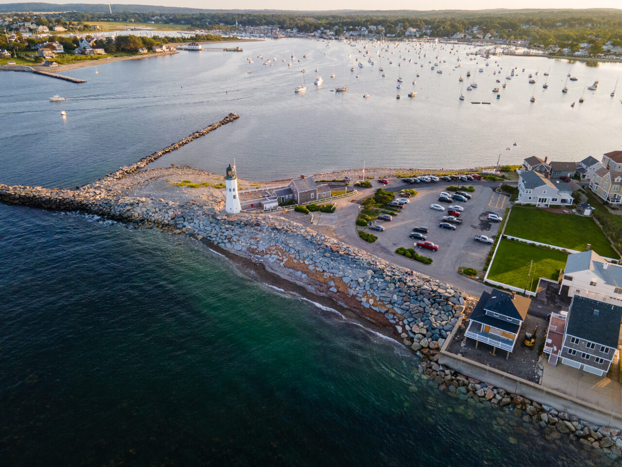 Drone photo of Old Scituate Lighthouse. 