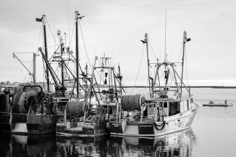 Lobster boats docked at Scituate Harbor in Scituate, Massachusetts.