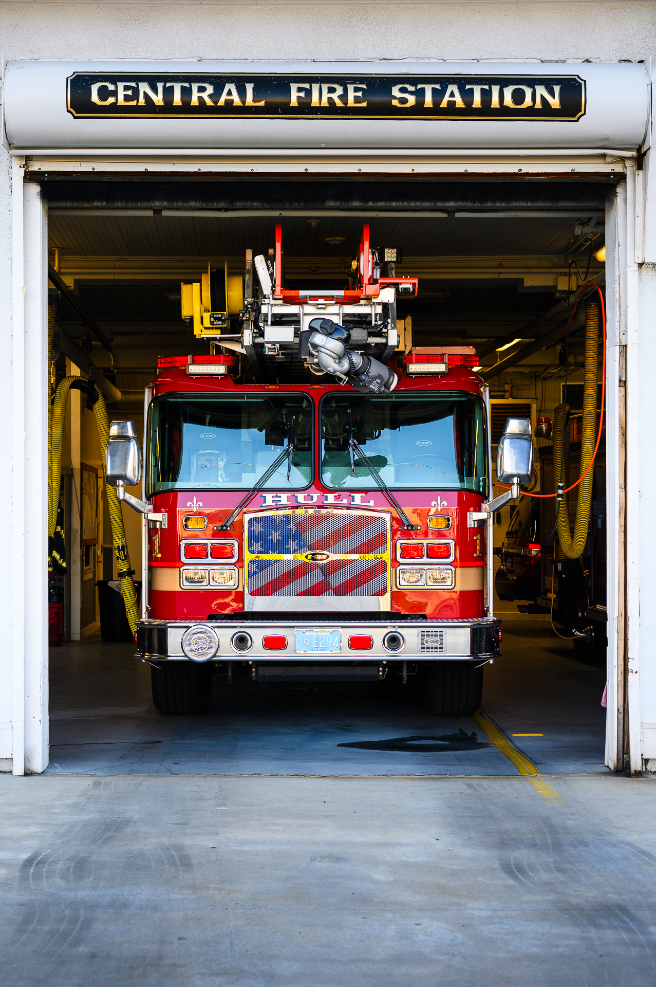 A fire truck at the central station in Hull, MA.