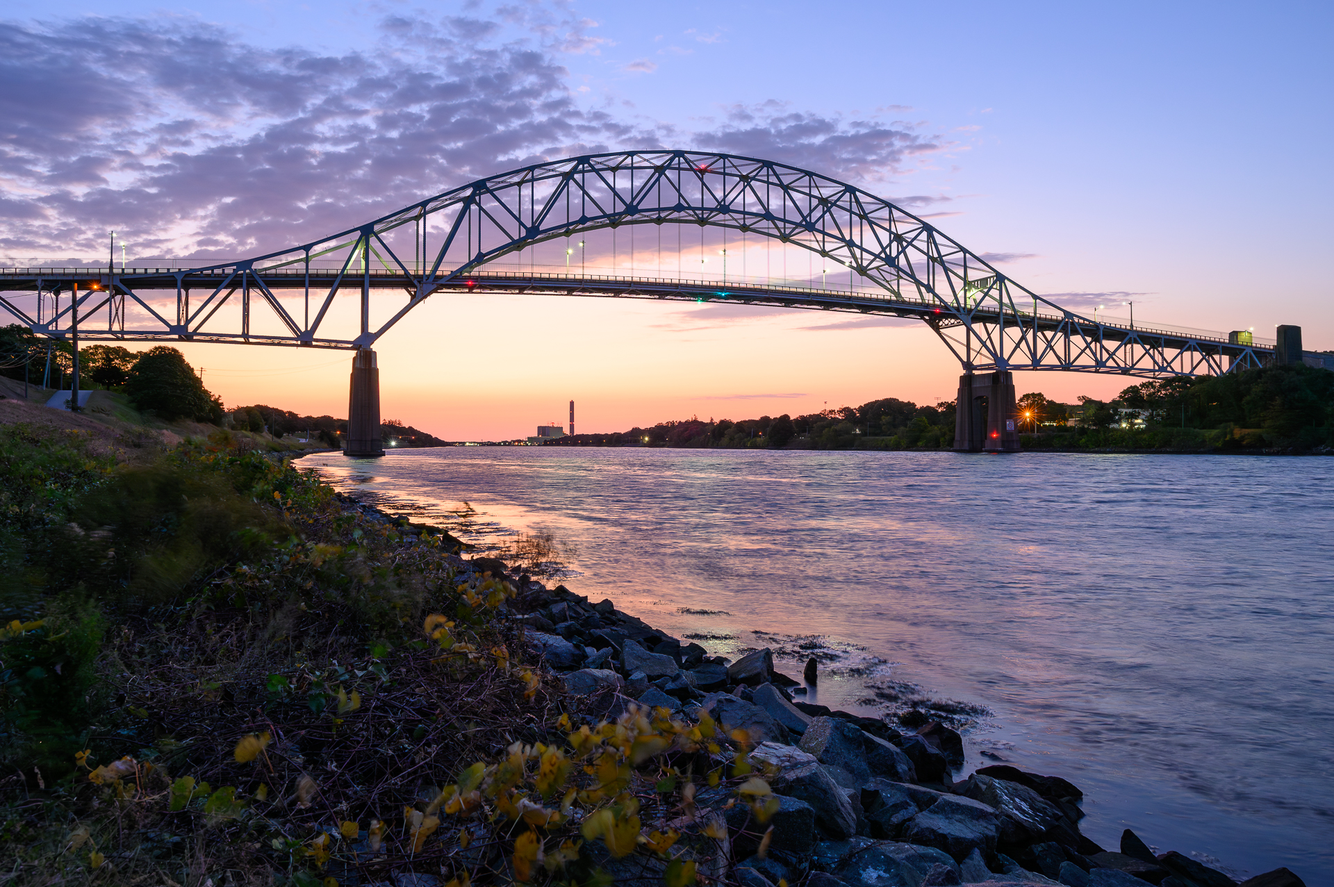 The Sagamore Bridge at sunrise.