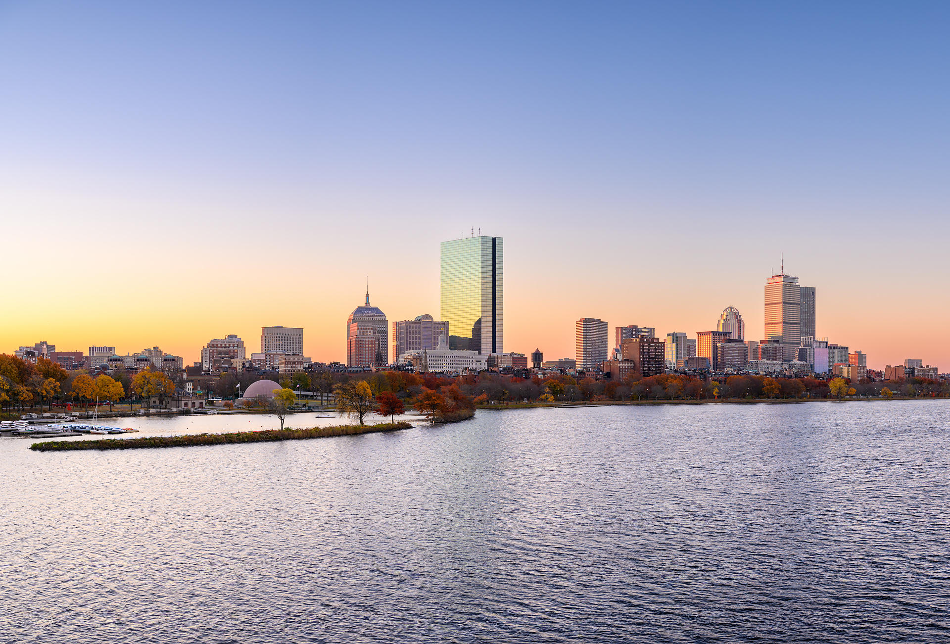 The Boston Skyline in Autumn.