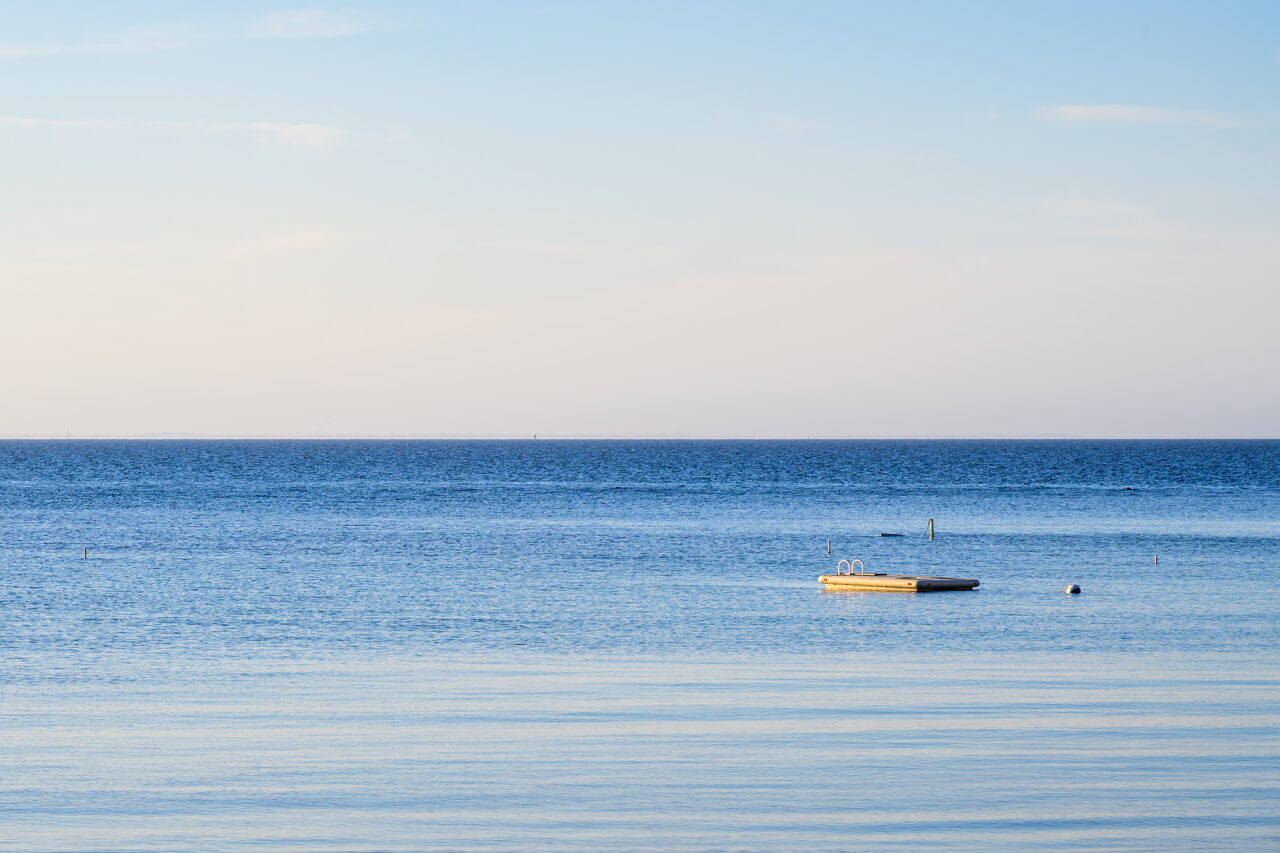 A swim float platform at Gunrock beach.