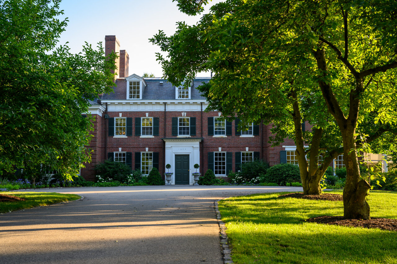 The main house of The Bradley Estate in Canton, Massachusetts.
