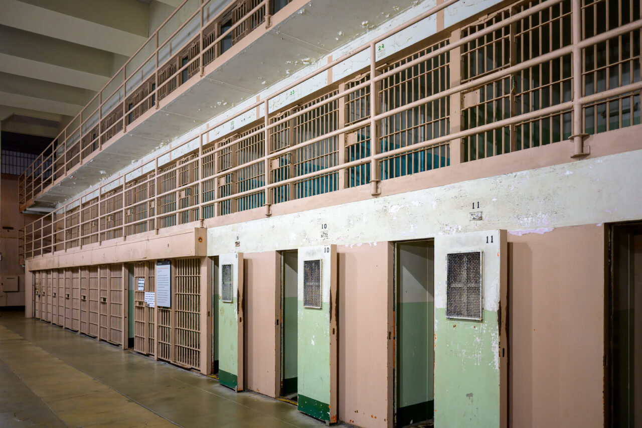 A view of cell block D at Alcatraz.