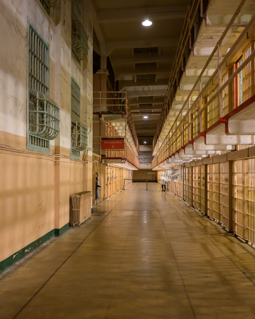 A view of the Park Avenue cell block at Alcatraz.