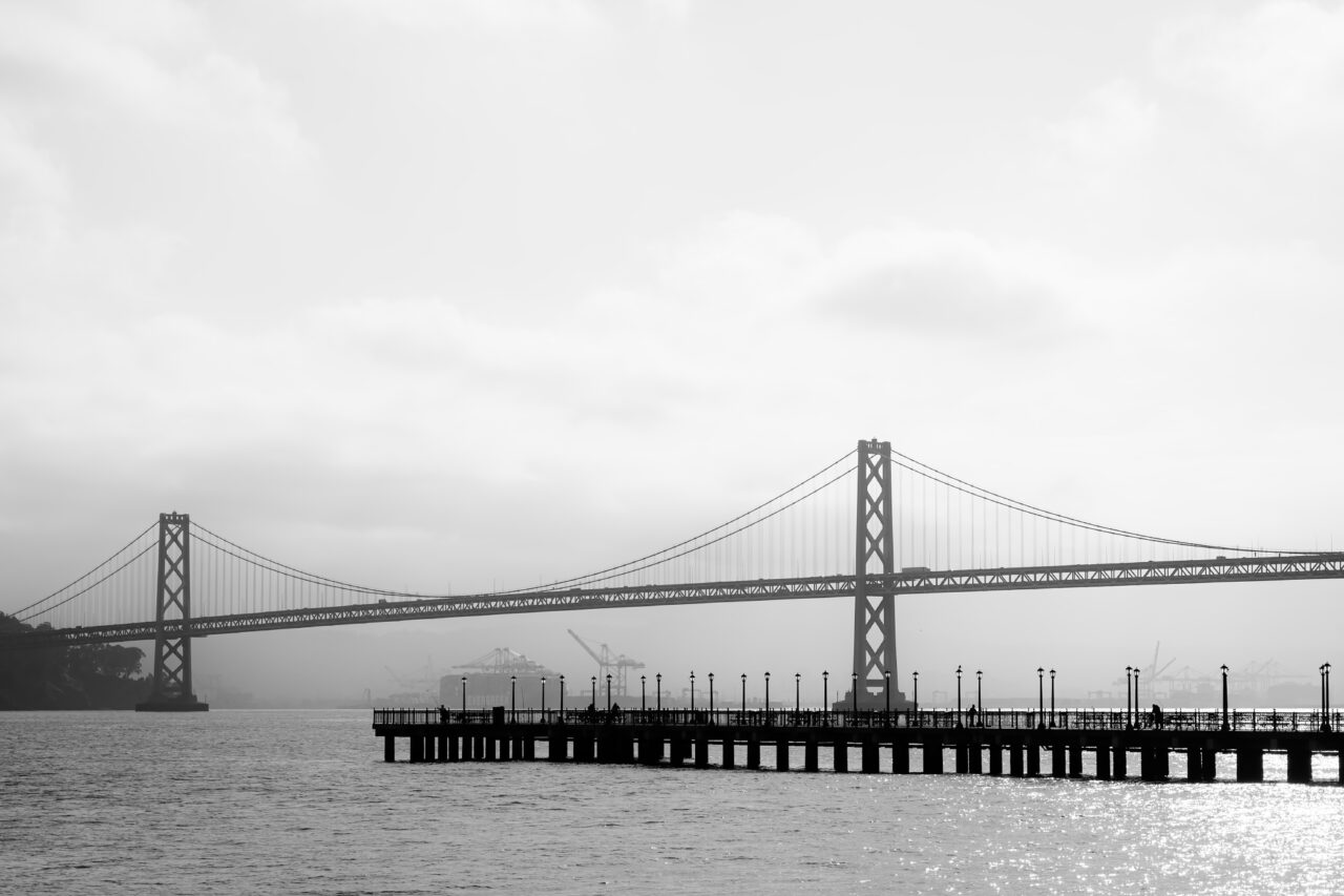 San Francisco Bay Bridge as seen from Pier 7 early in the morning.
