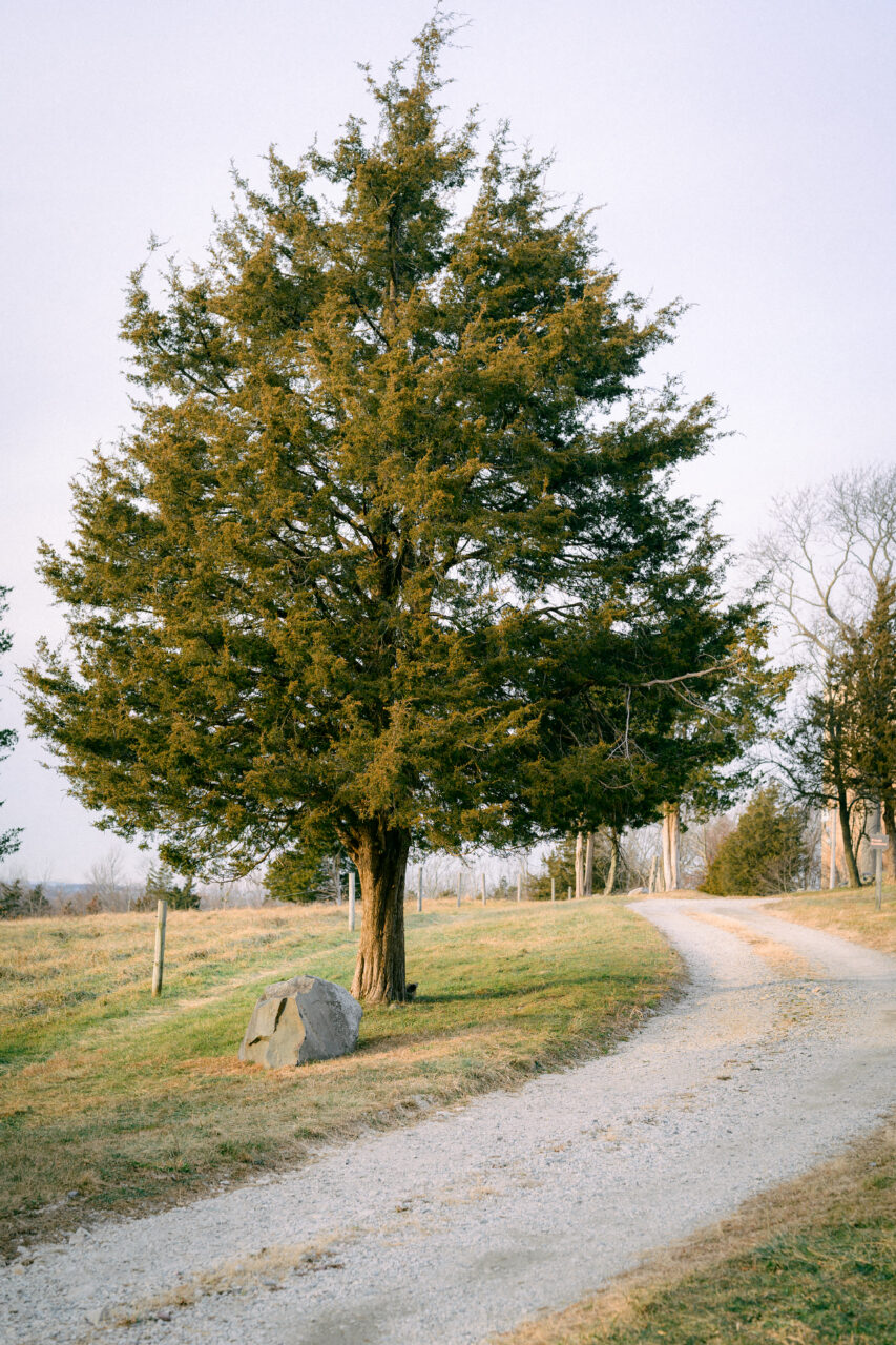 A road leads to a private residence at the top of Turkey Hill in Hingham, Massachusetts.