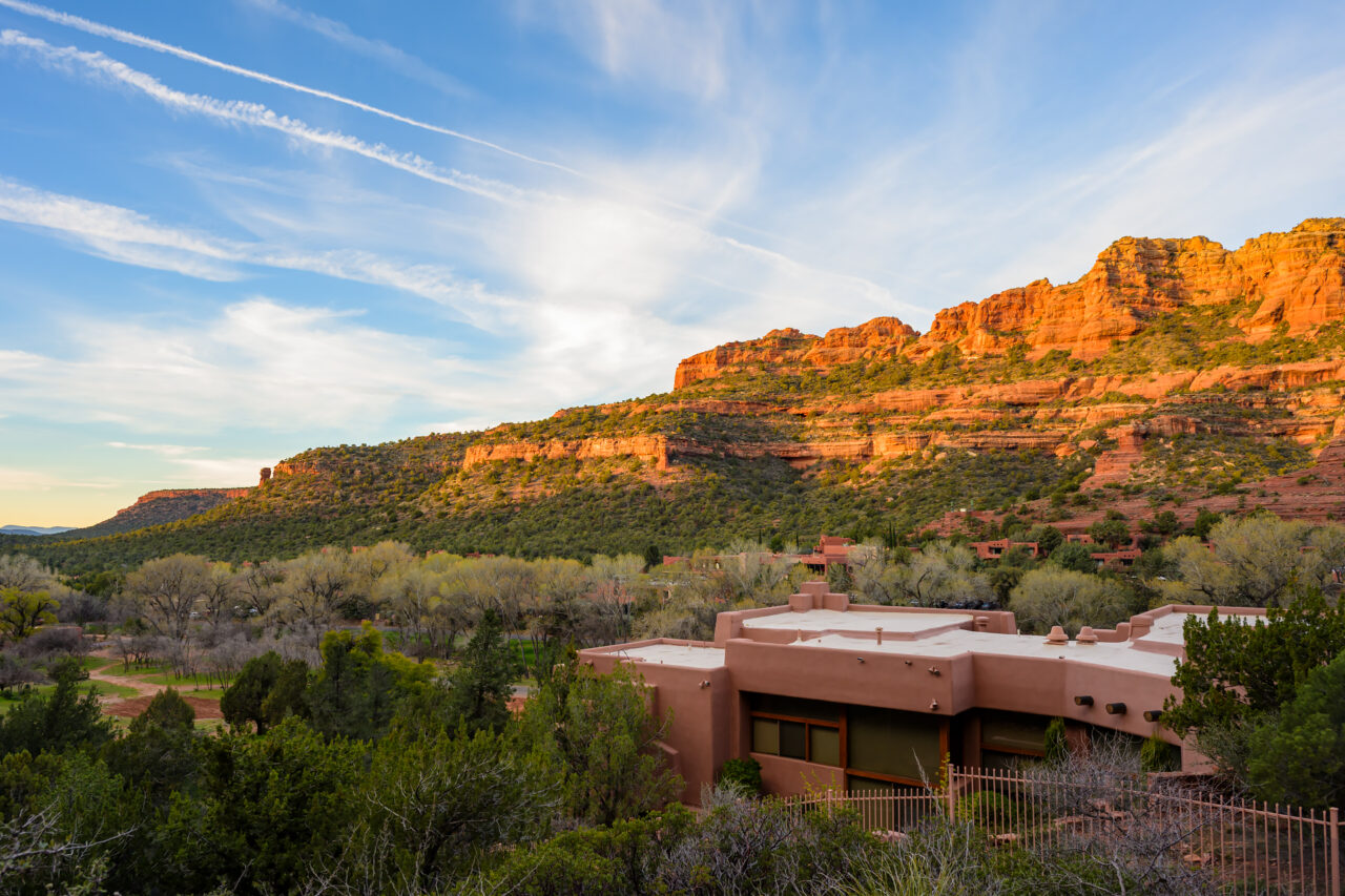 Morning light on the red rock walls along Boynton Canyon Trail in Sedona.