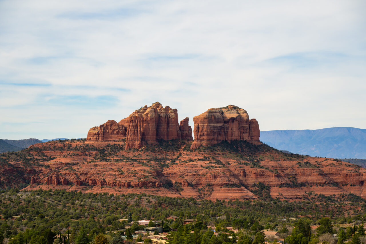 View of Cathedral Rock from the Chapel of the Holy Cross grounds, Sedona.