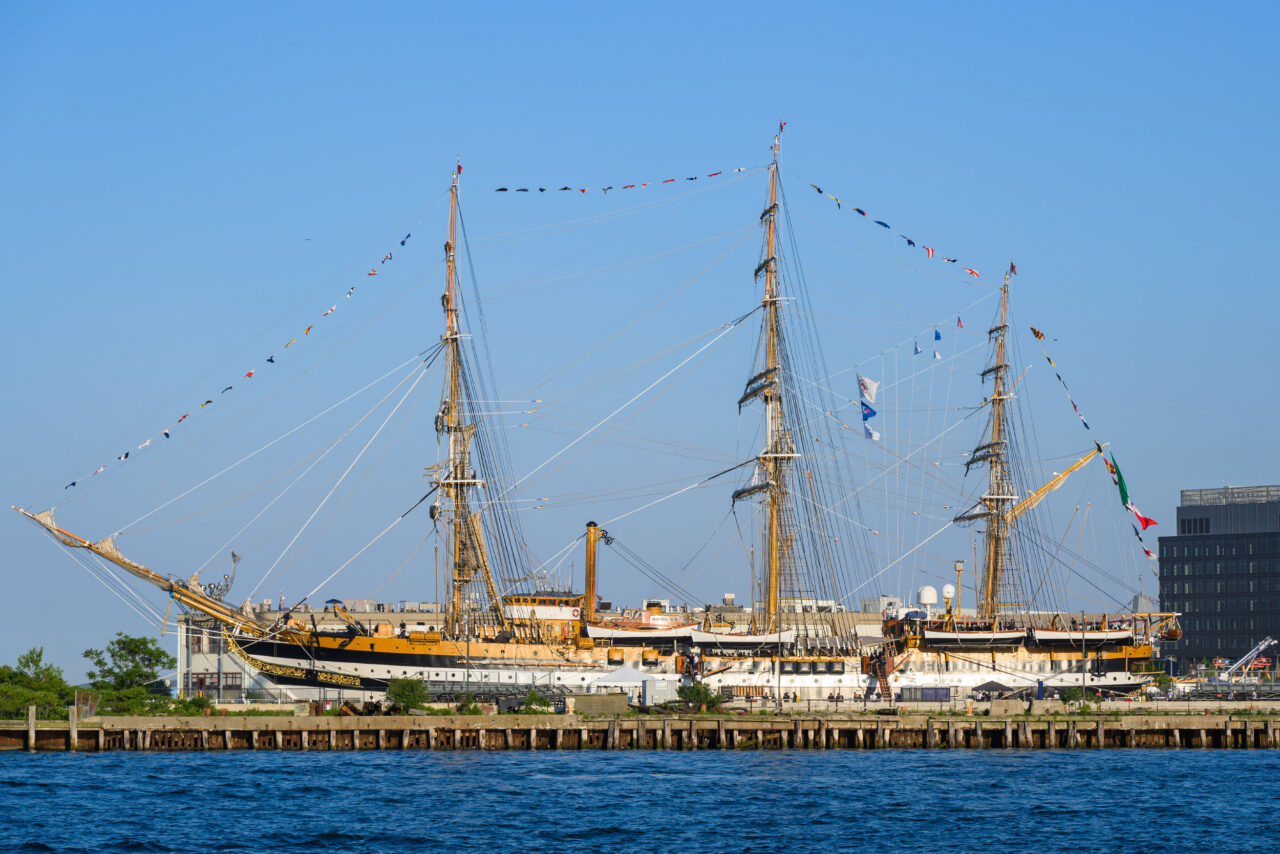 Italy's Amerigo Vespucci tall ship during Sail Boston 2026.